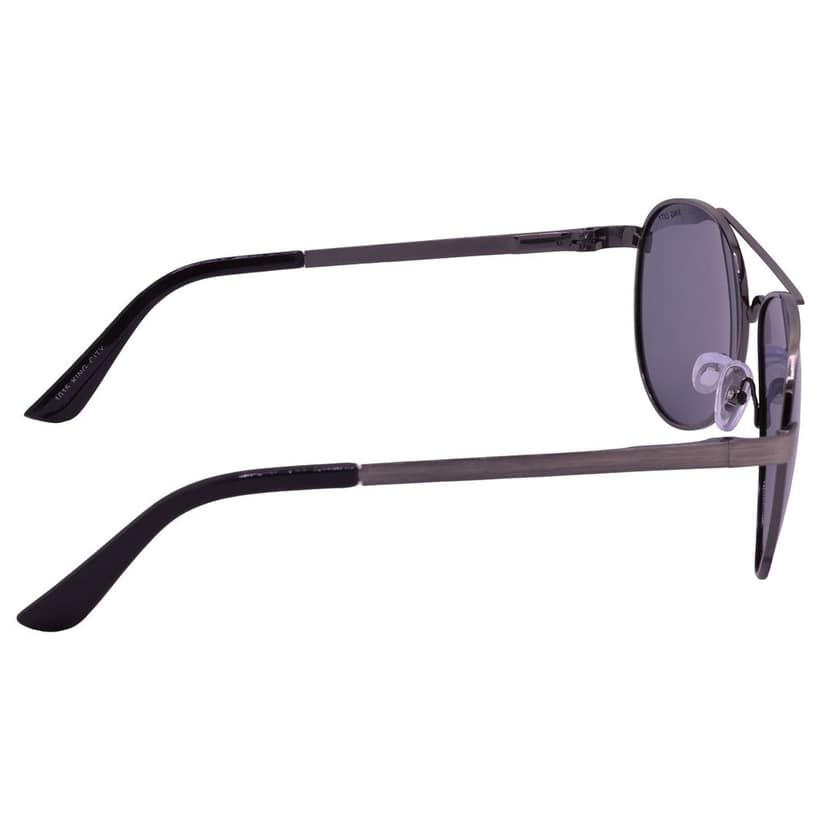 Stylish Pilot Full-Frame Metal Polarized Sunglasses for Men and Women | Black Lens and Steel Grey Frame | HRS-KC1015-LGRY-BK-P view 4