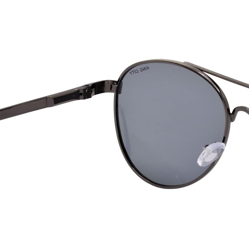 Stylish Pilot Full-Frame Metal Polarized Sunglasses for Men and Women | Black Lens and Steel Grey Frame | HRS-KC1015-LGRY-BK-P view 5