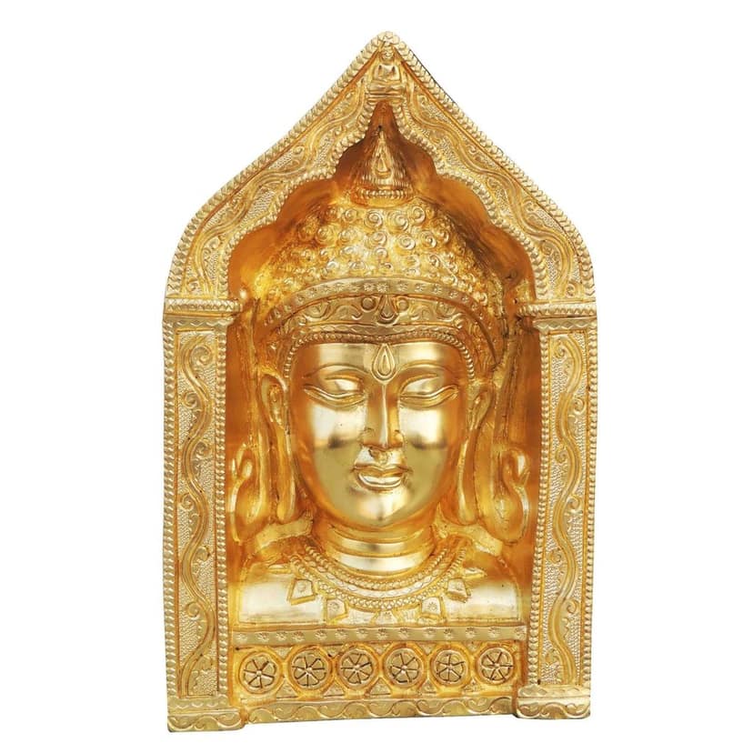 Brass Buddha Face with Frame - Wall Decor Spiritual Showpiece, Height : 9.3 Inch (BSMAS025) view 2