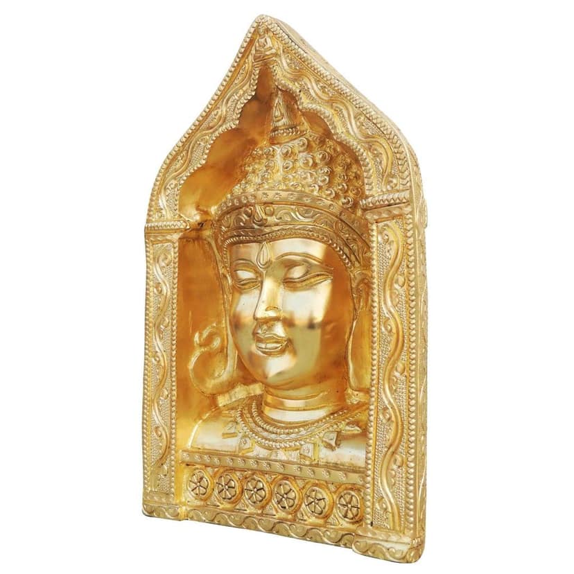 Brass Buddha Face with Frame - Wall Decor Spiritual Showpiece, Height : 9.3 Inch (BSMAS025) view 4