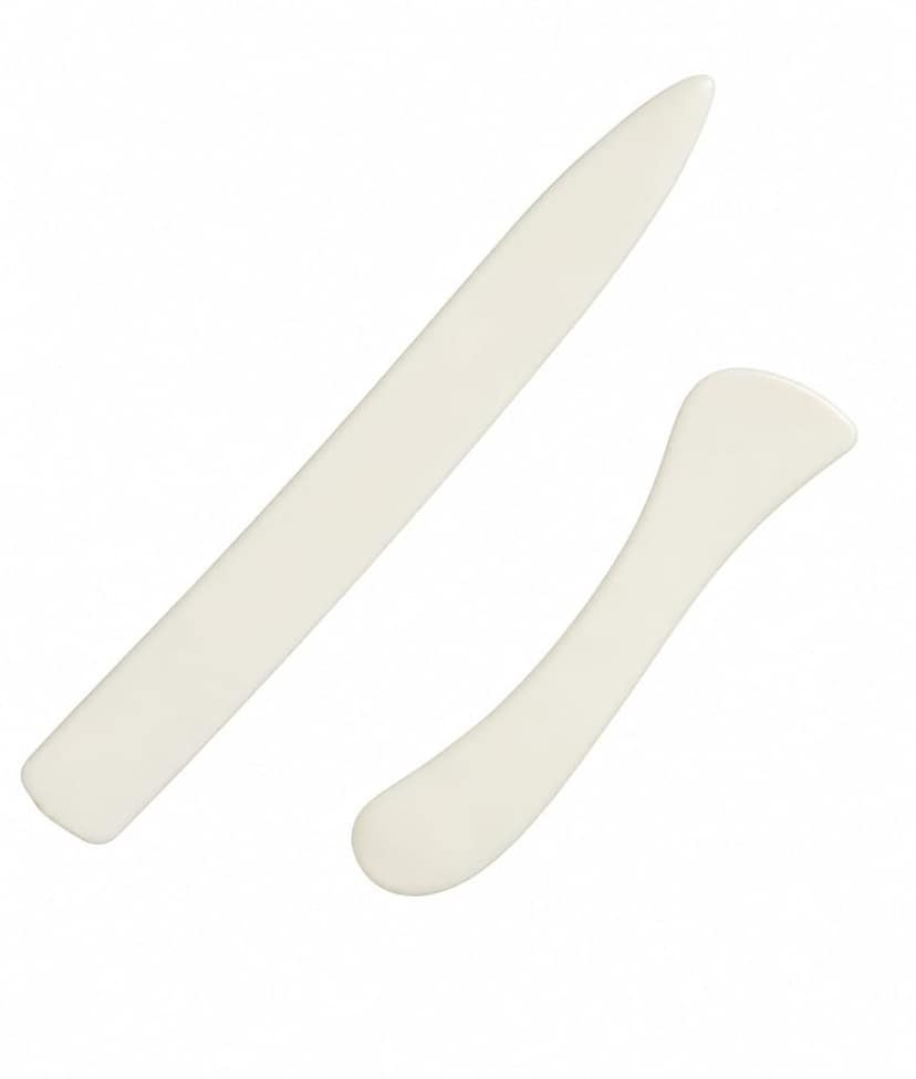 EVALUEMART Paper Creaser 2 Piece Set Bone Folder Crease Marker Tool for Card Making Scrapbooking Box Folding Origami Craft Smooth Edge Durable Lightweight Kit Cream