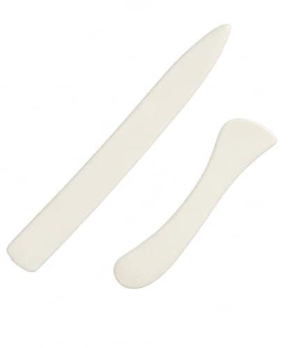EVALUEMART Paper Creaser 2 Piece Set Bone Folder Crease Marker Tool for Card Making Scrapbooking Box Folding Origami Craft Smooth Edge Durable Lightweight Kit Cream view 2