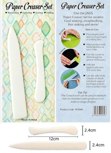 EVALUEMART Paper Creaser 2 Piece Set Bone Folder Crease Marker Tool for Card Making Scrapbooking Box Folding Origami Craft Smooth Edge Durable Lightweight Kit Cream view 3