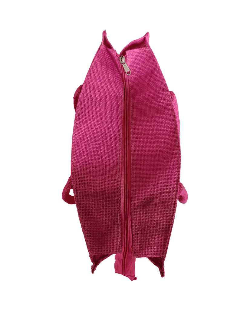 Pink Jute Bag with Zipper & Handles - Eco-Friendly & Stylish view 3