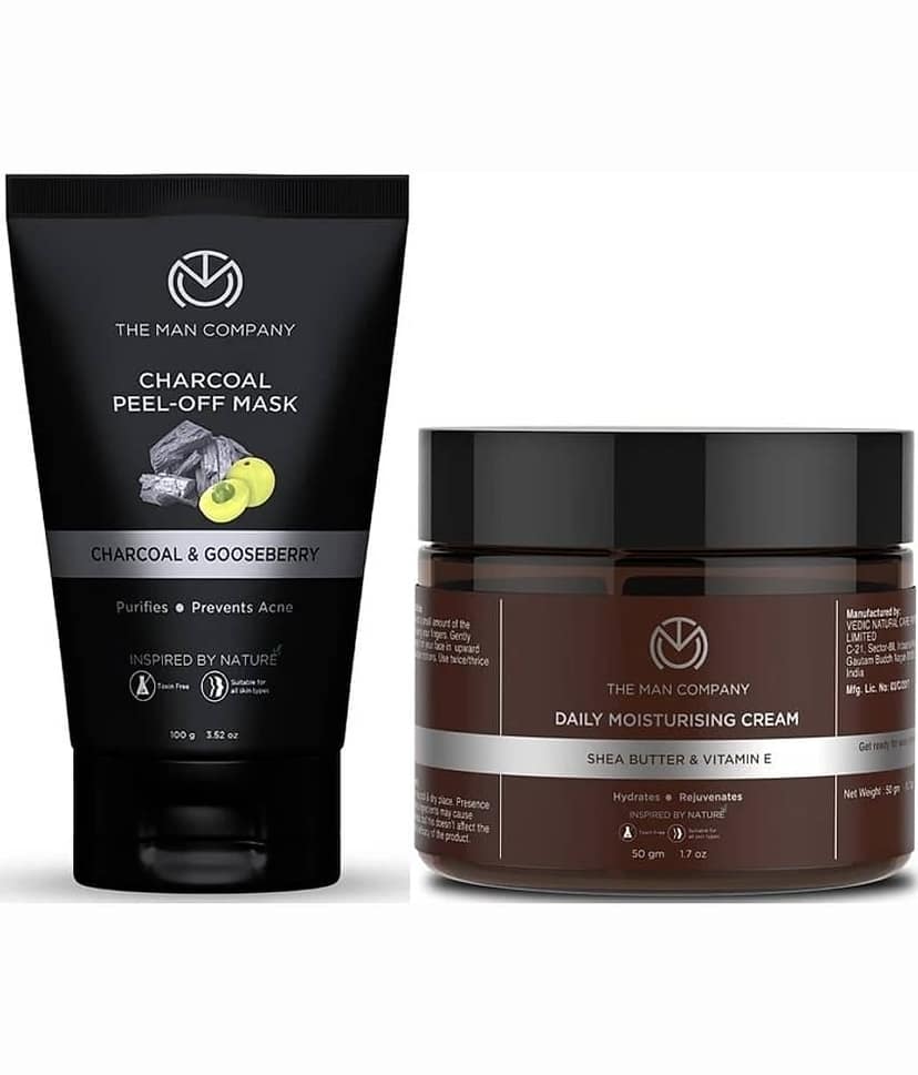 The Man Company Tan Removal Detox Pack with Moisturizer & Charcoal Peel Off Mask for Men