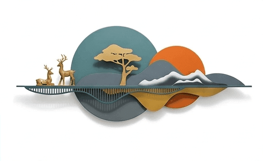 Luxury Decorative Wall Art – Elegant Home Styling Piece | Modern Decorative Metal Wall Art Landscape with Deer and Tree