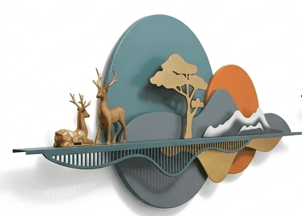 Luxury Decorative Wall Art – Elegant Home Styling Piece | Modern Decorative Metal Wall Art Landscape with Deer and Tree view 2