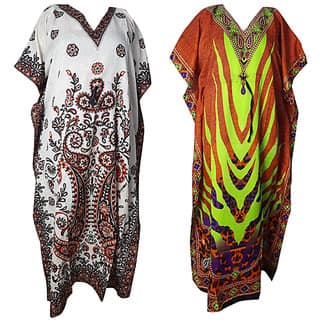 Ukal Combo Pack of 2 Women's Kaftan Dress Cover Up Nightwear Nighty Gown V-Neck Dress