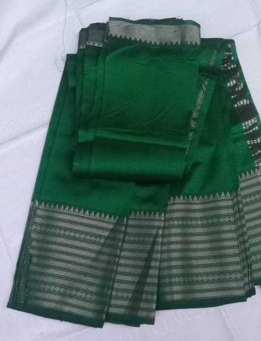 Green Tissue Kanjivaram Silk Saree With Silver Zari Border view 3