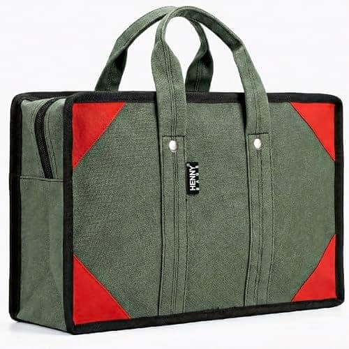 HENNY BAGS Canvas Tool Bag. Extra Heavy Duty Tool Bag for Electrician, Technician,Service Engineer,Mechanic, Plumber, Carpenter|ProMax Strong Canvas Tool Bag with 2 Inside Zipper Pockets (Geeen) view 2