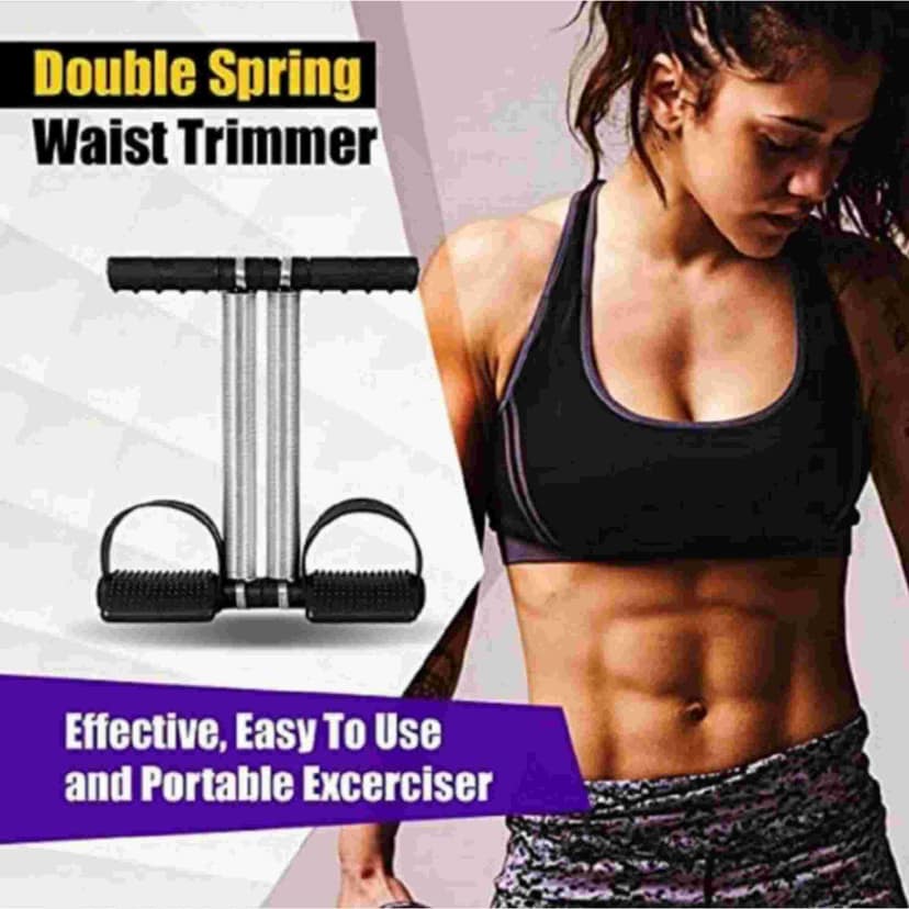 Qawvler Tummy Trimmer Dual Spring for Abs,core and Belly Fat Exercise Men and Women (Pack of 1) Color - Black, Pattern - Solid view 2