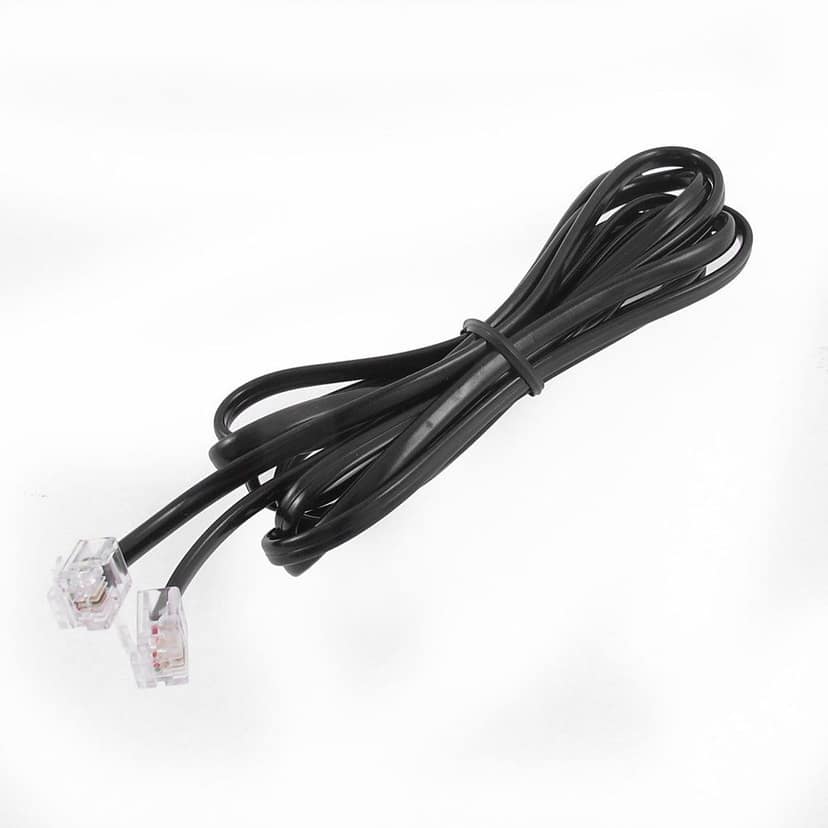 6P2C RJ11 Telephone Extension Fax Modem Cable Line 6.5Ft Length Black PACK OF 1 view 2