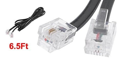 6P2C RJ11 Telephone Extension Fax Modem Cable Line 6.5Ft Length Black PACK OF 1 view 3