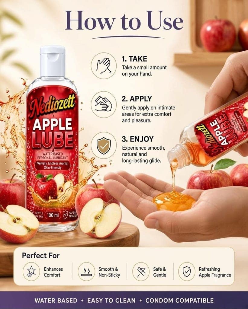 Nediozett Lube Apple Flavored Lubricant Gel for Men & Women| 100ml| Water-Based Gel| Skin-Friendly| Safe to Use with Condoms (pack of 1 ) view 3