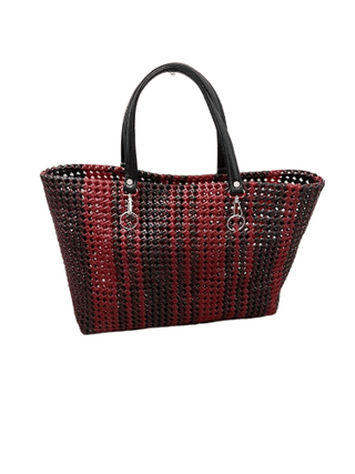 Handwoven Red & Brown Tote Bag