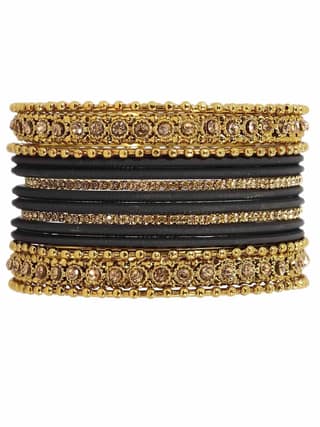 NMII Metal With Zircon Gemstone Studded Glossy Finished Traditional Bangle set for Women