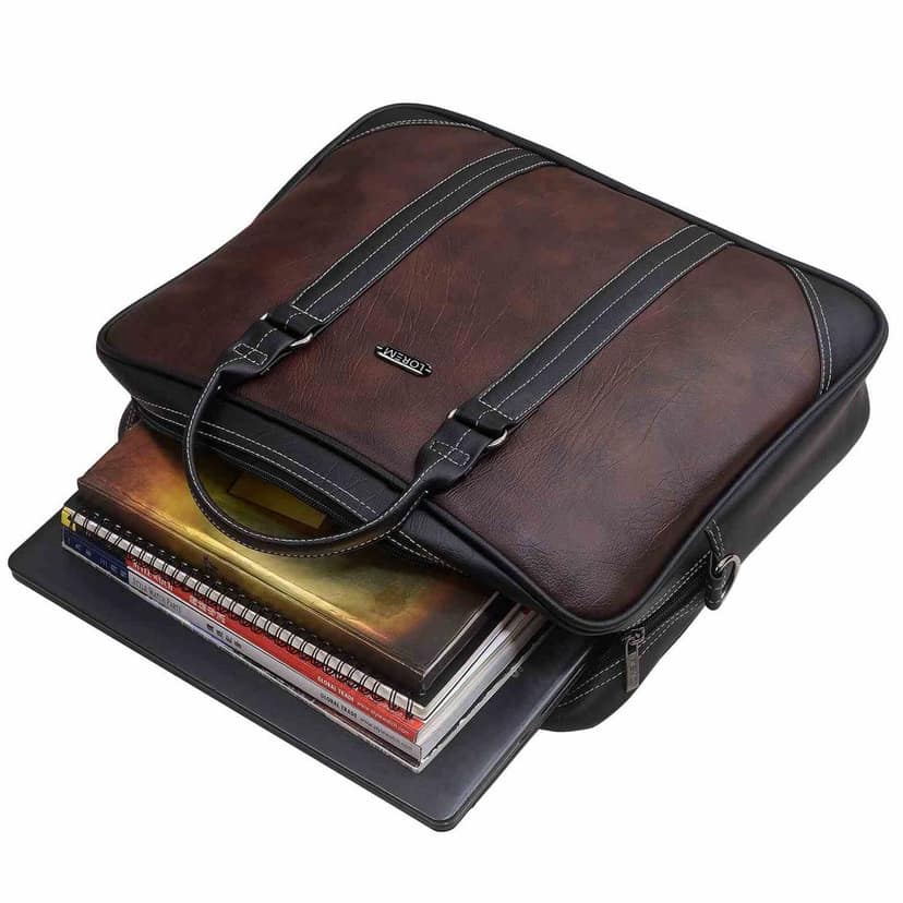 LOREM Brown & Black Color Faux Leather 10L Laptop Messenger Bag For Men & Women BG44 view 5