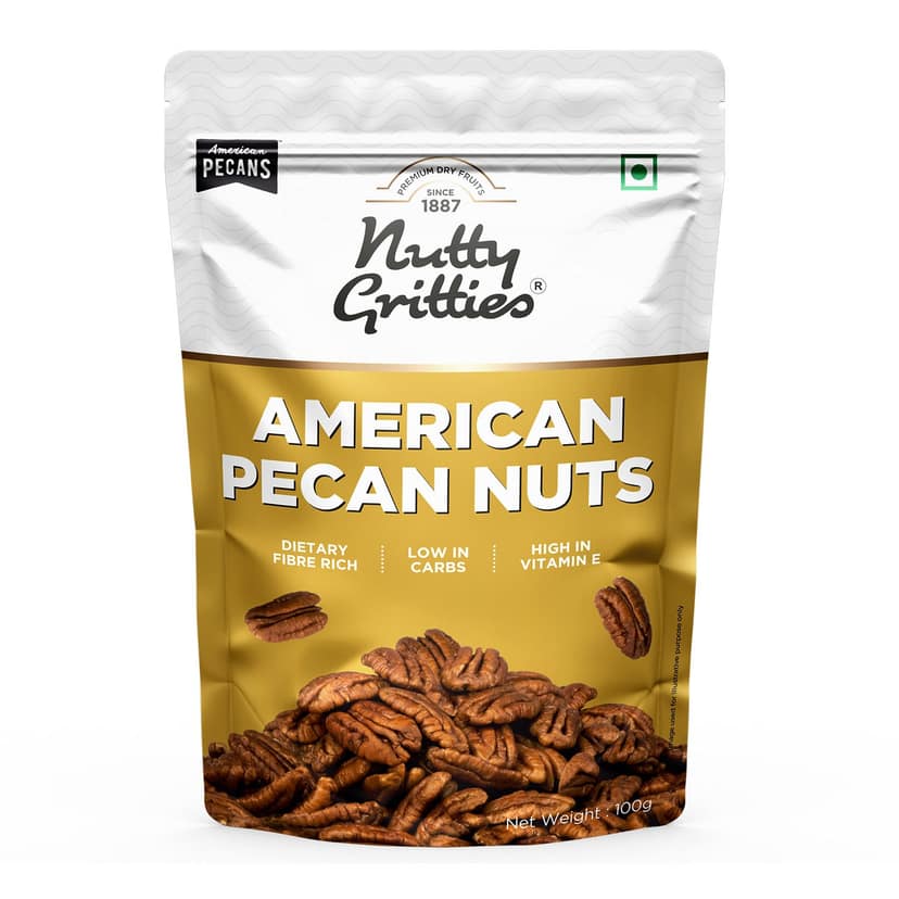 Nutty Gritties American Pecan Nuts, High in Vitamin E, Low Carb, Dietary Fibre Rich, 100 gm
