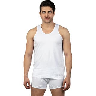 MCS Men Solid Sleeveless White Vest