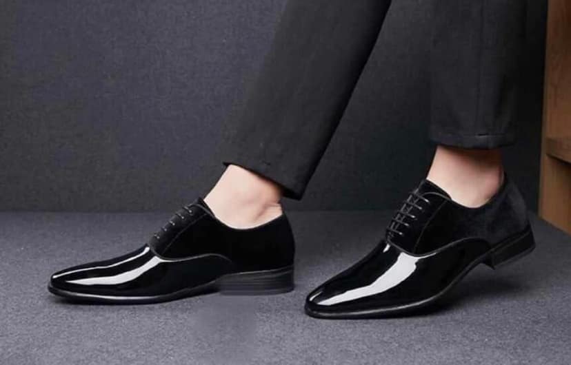 Bxxy's Faux Leather Semi Suede Classic Party Wear Lace-up Shoes for Men view 4