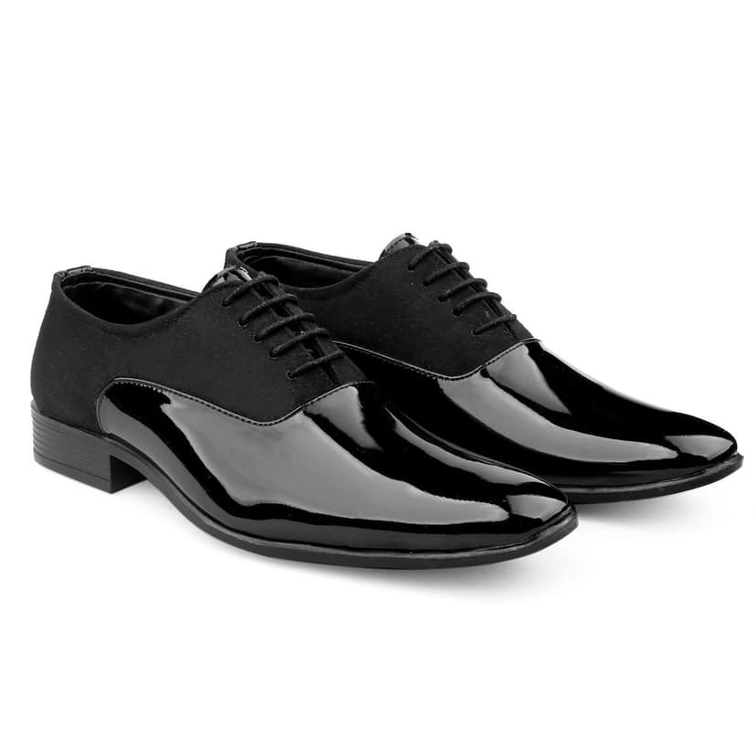 Bxxy's Faux Leather Semi Suede Classic Party Wear Lace-up Shoes for Men view 5