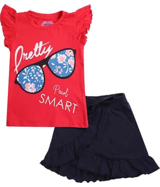 Arshia Fashions Pack of 1 Girls Cotton Blend Top With Skirt ( Dark Blue )