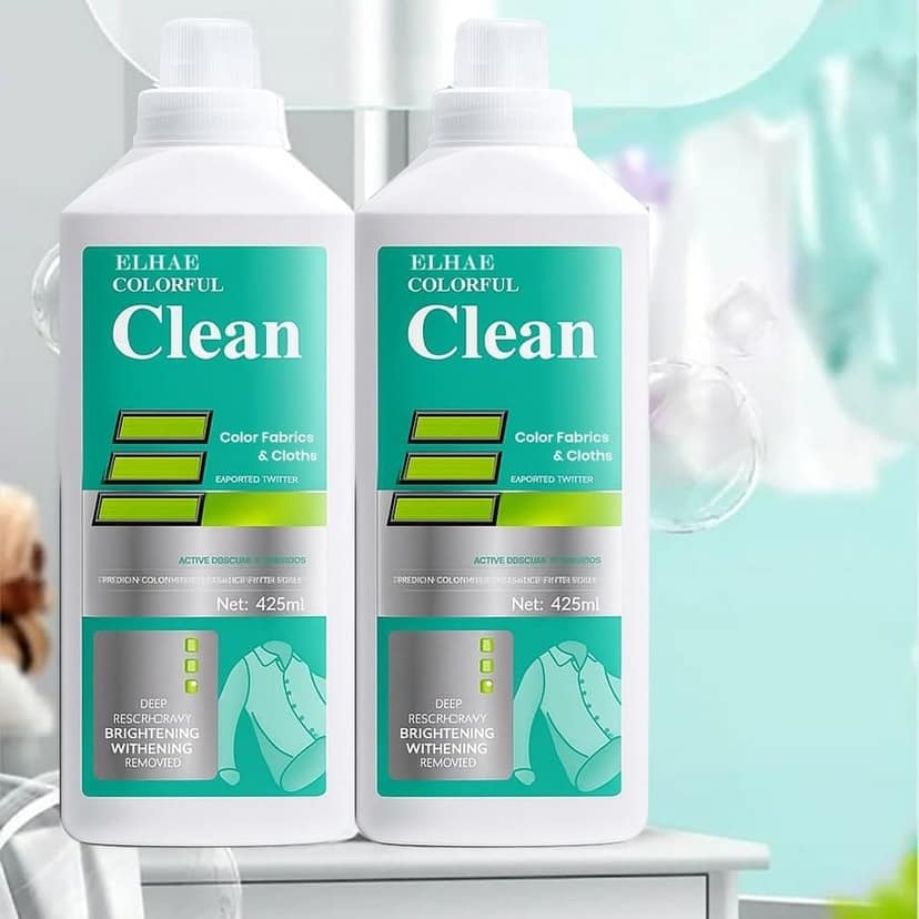ELHAE Colorful Clean Liquid Detergent for Color Fabrics | 8-in-1 Deep Clean Power | Brightening & Stain Removal Formula | Gentle on Clothes | Pack of 2 (425ml Each) view 5