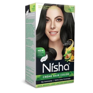 Nisha Creme Hair Color 1.0 Natural Black 120g, Permanent Hair Color for Women & Men, Ammonia Free Hair Colour