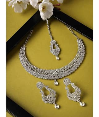 Sukkhi Silver Alloy Necklace Set ( Pack of 1 )