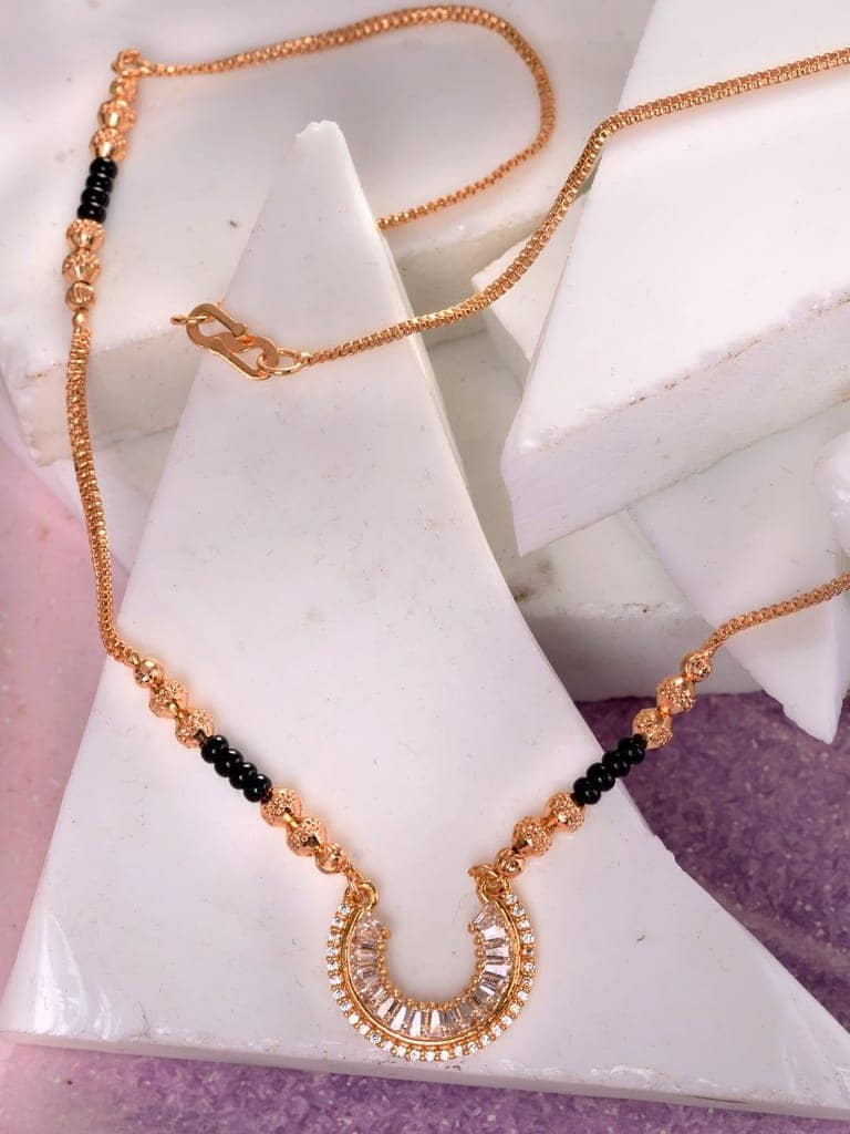 Gold Plated White AD Studded & Beaded Pendant Mangalsutra COMBO view 5