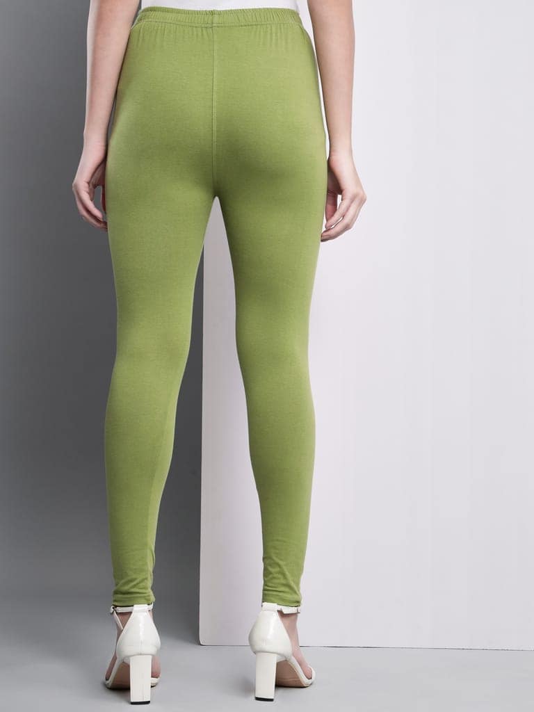 SOFT COLORS Women's Skinny Fit Ethnic Wear Ankle Length Leggings (Mehandi Color) view 3