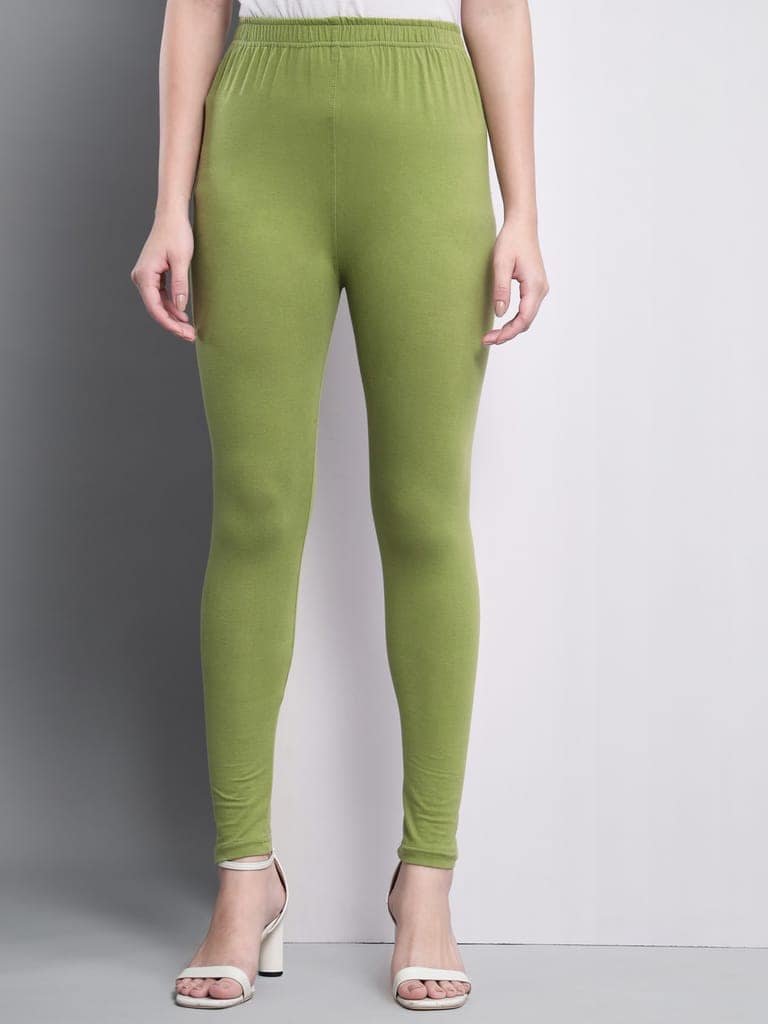 SOFT COLORS Women's Skinny Fit Ethnic Wear Ankle Length Leggings (Mehandi Color) view 4