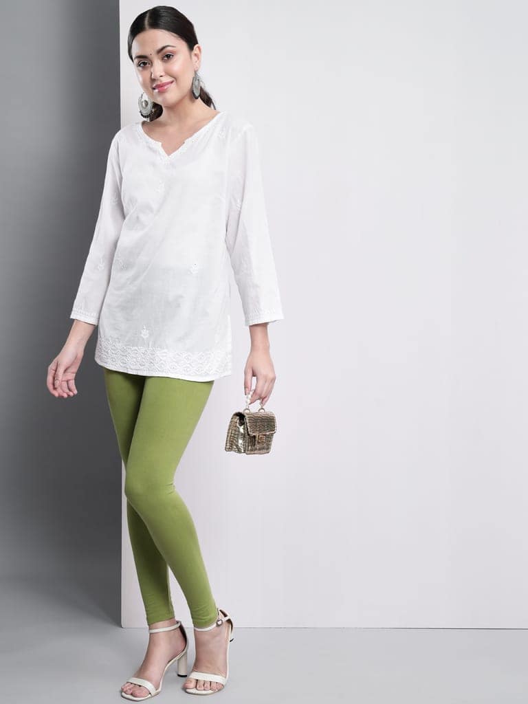 SOFT COLORS Women's Skinny Fit Ethnic Wear Ankle Length Leggings (Mehandi Color) view 5