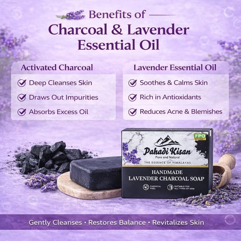 Lavender Charcoal Soap 100 gm view 3