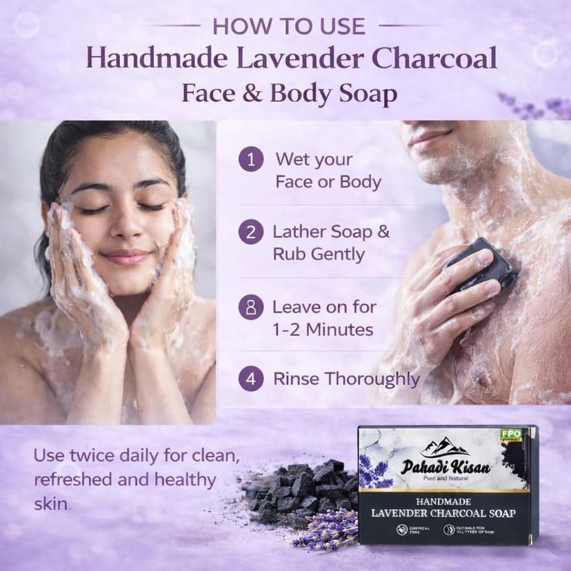 Lavender Charcoal Soap 100 gm view 4