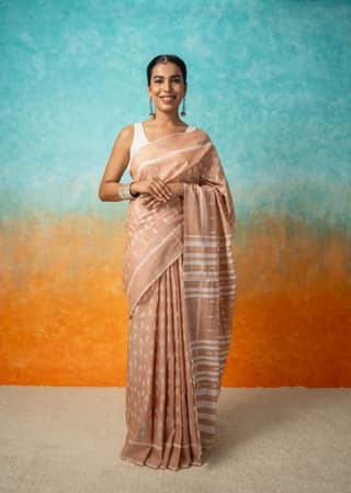 Casual Peach Cotton Saree
