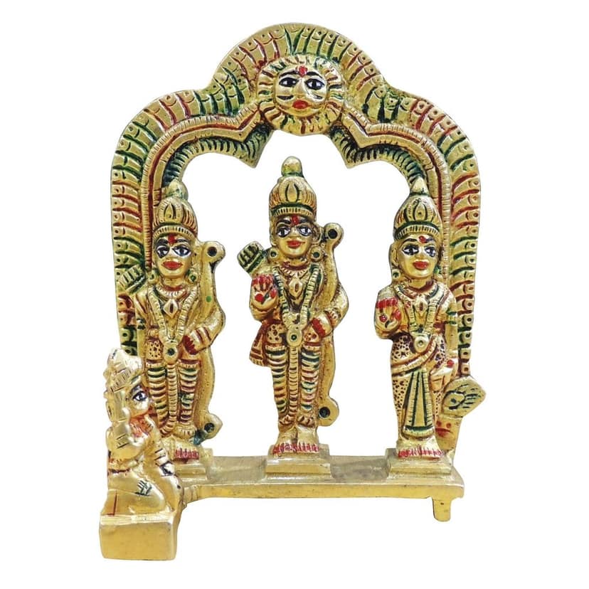 Brass Ram Darbar Idol Set for Mandir & Home Puja | Religious Gift Item, Height : 5 Inch (BSMAS131 Y) view 2
