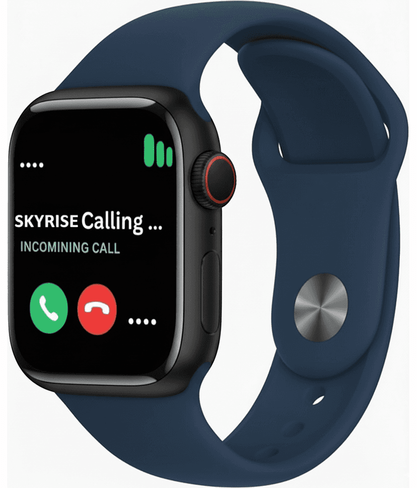 SKYRISE Limited Edition Smartwatch | Heart Rate | Steps | Wireless Charging Smartwatch (Navy Strap, 2.09 Inch Big Sunlight Proof Display)