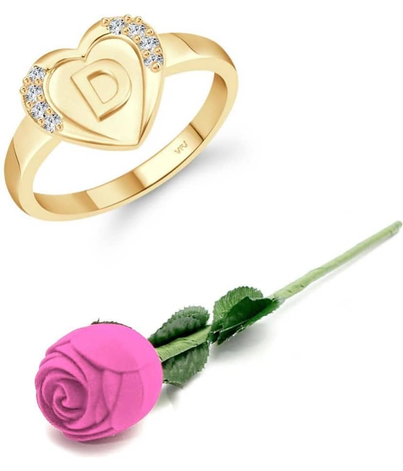 Valentine Initial '' D '' Letter in heart ring alphabet for women and Girls