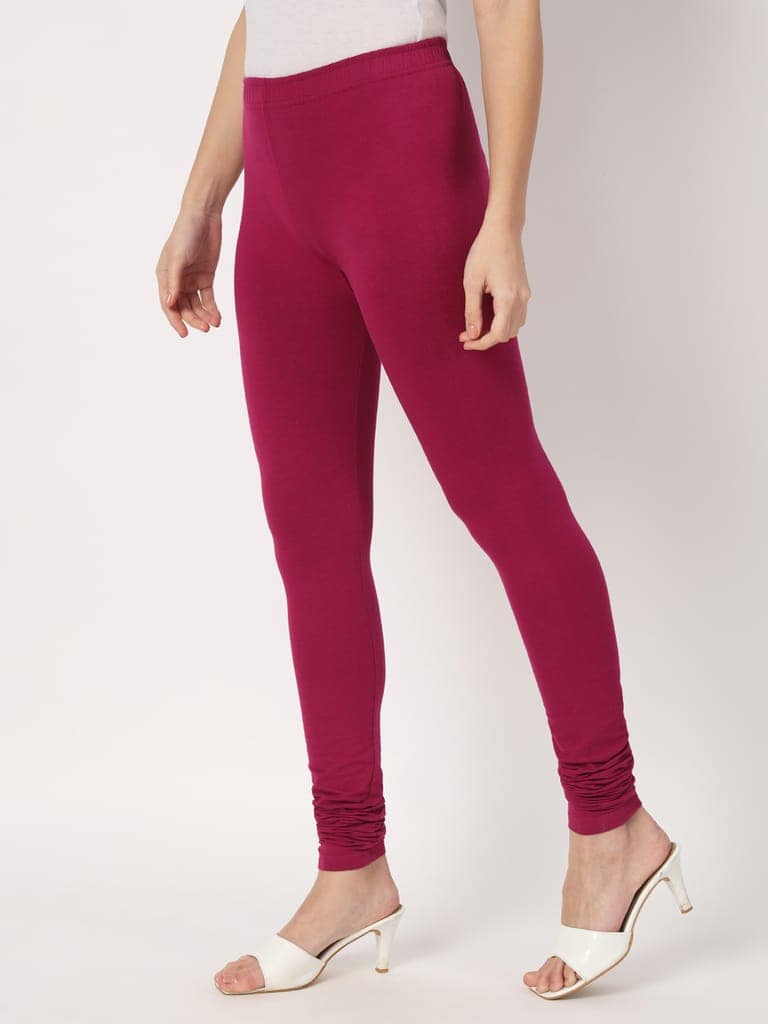 SOFT COLORS Women's Skinny Fit Ethnic Wear Churidar Leggings (Dark Purple) view 8