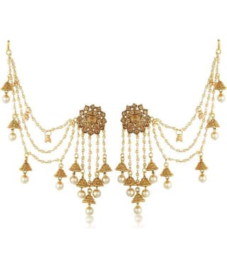 Sukkhi Attractive Gold Plated Wedding Jewellery Bahubali Inspired Long Chain Jhumki Earrings For Women
