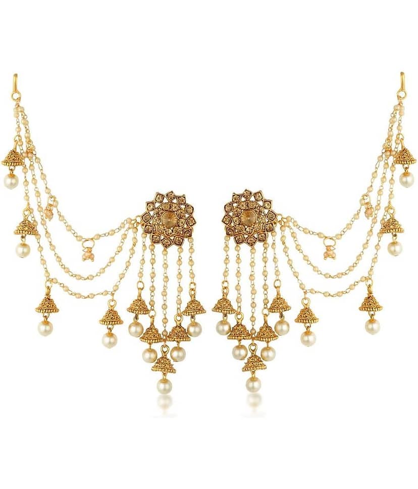 Sukkhi Attractive Gold Plated Wedding Jewellery Bahubali Inspired Long Chain Jhumki Earrings For Women