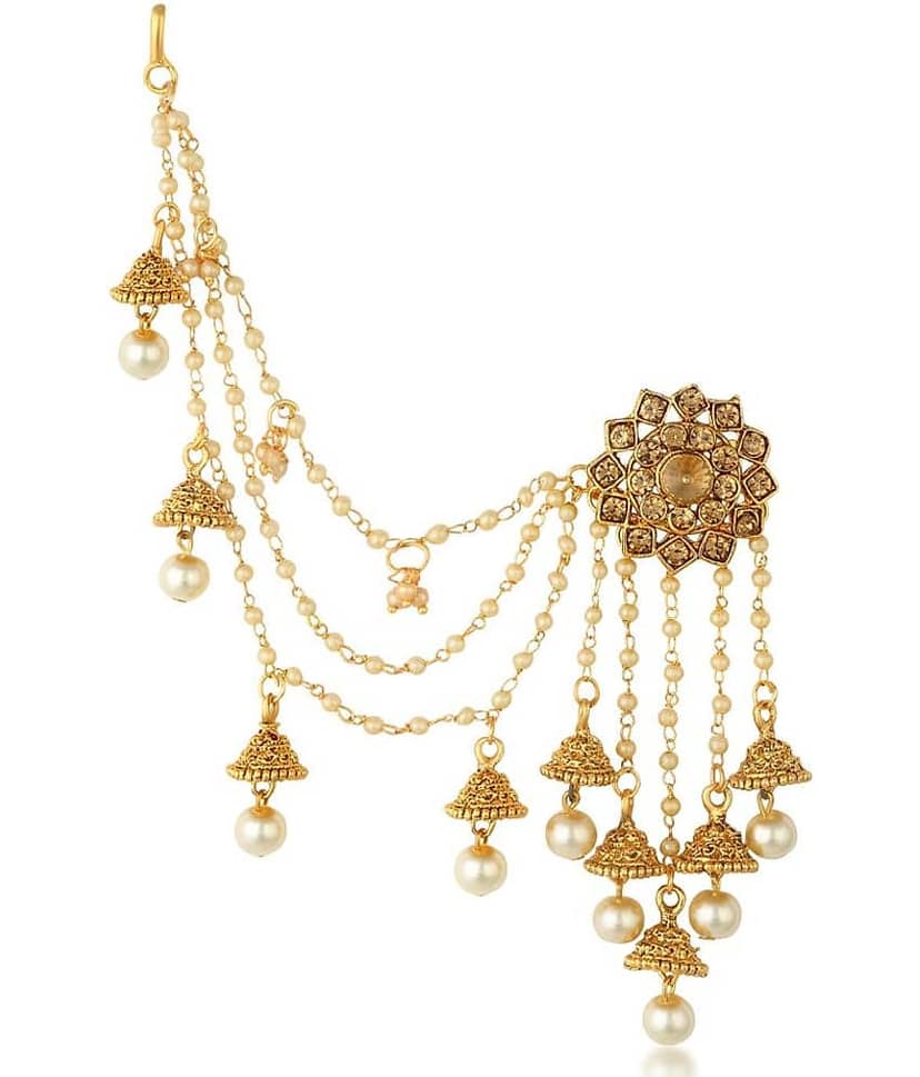 Sukkhi Attractive Gold Plated Wedding Jewellery Bahubali Inspired Long Chain Jhumki Earrings For Women view 2