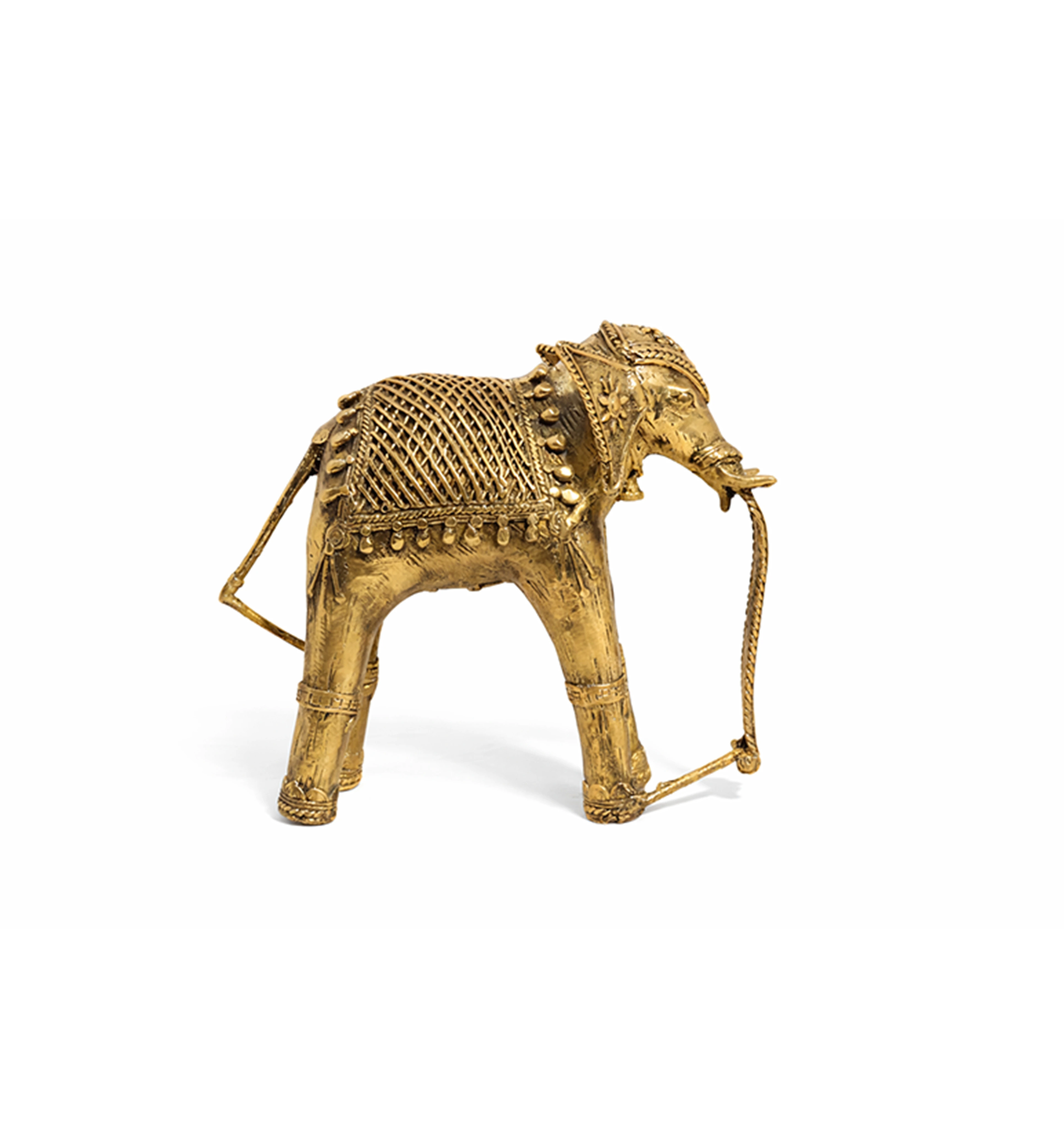 Handcrafted Brass Elephant with Lotus Showpiece – Medium (Bhareva Craft) view 3