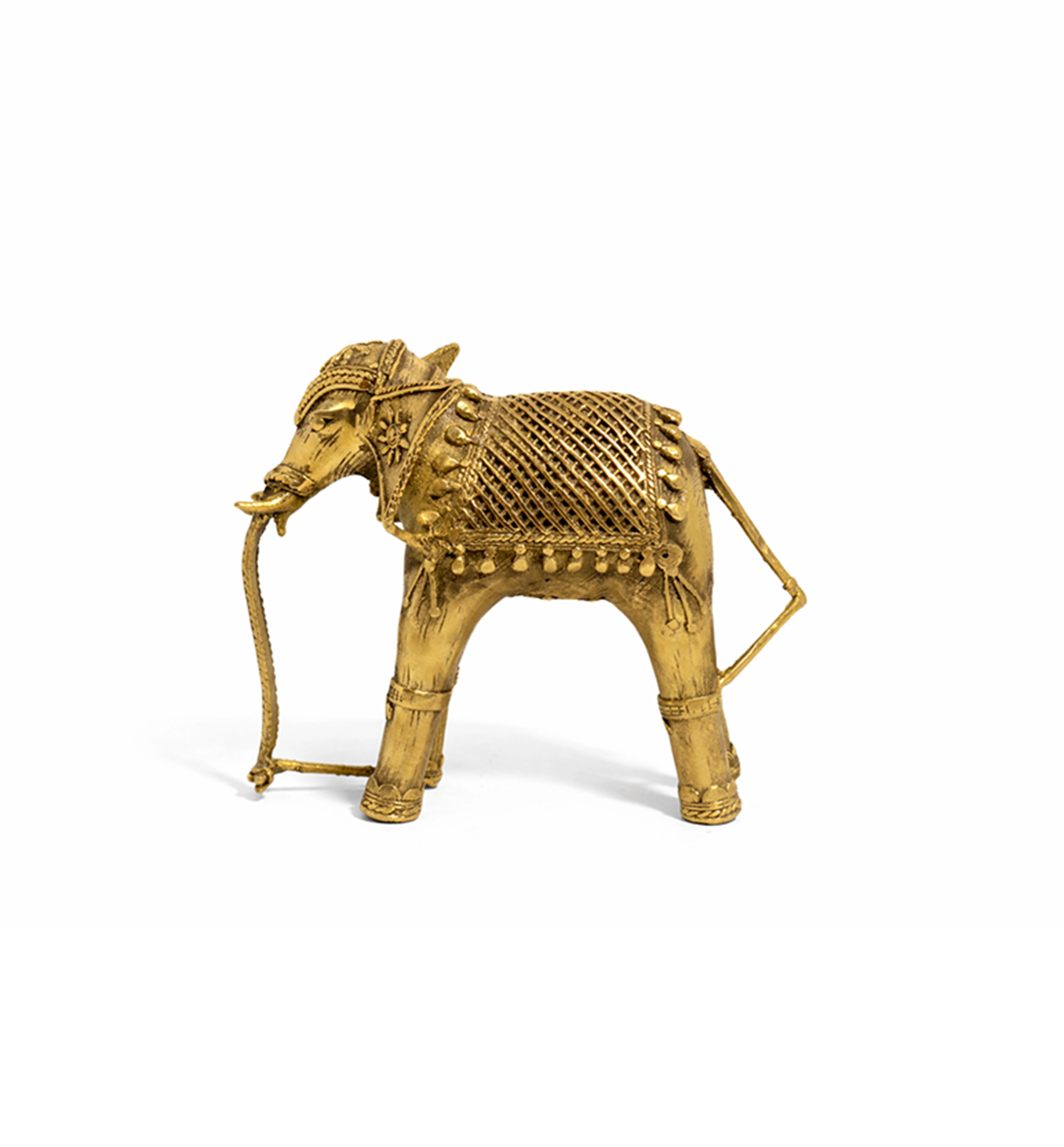 Handcrafted Brass Elephant with Lotus Showpiece – Medium (Bhareva Craft) view 4