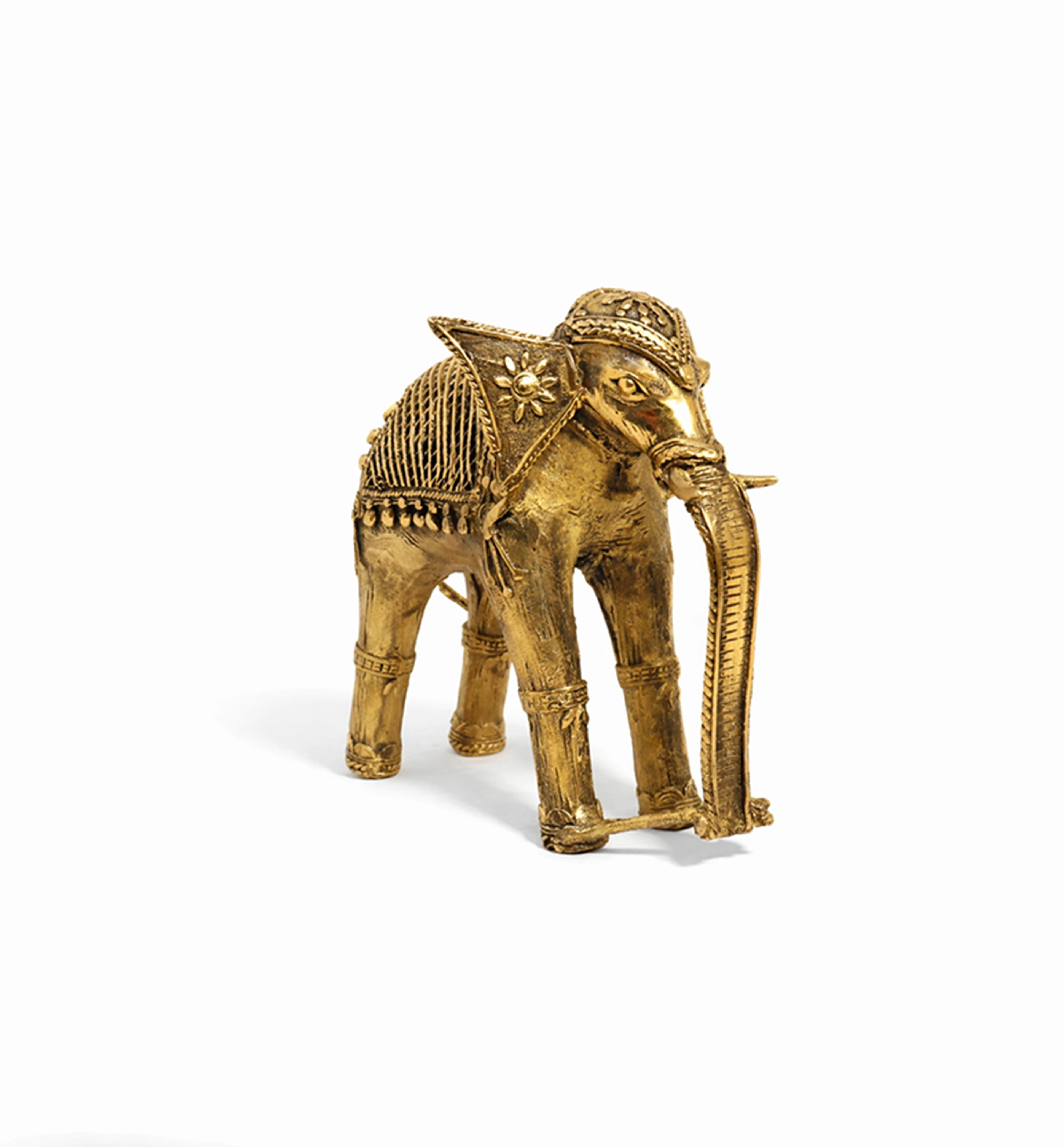 Handcrafted Brass Elephant with Lotus Showpiece – Medium (Bhareva Craft) view 5