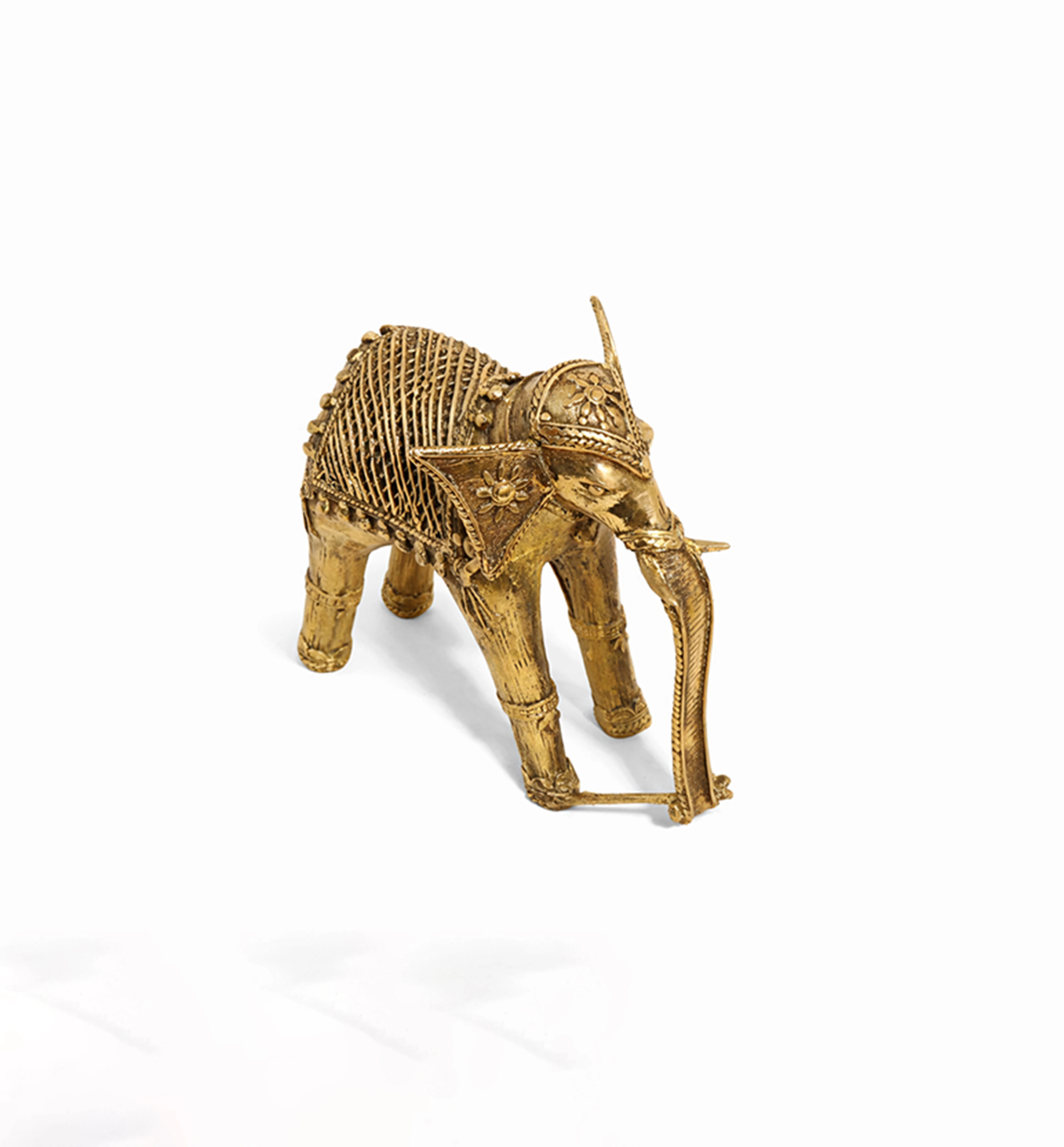 Handcrafted Brass Elephant with Lotus Showpiece – Medium (Bhareva Craft) view 8