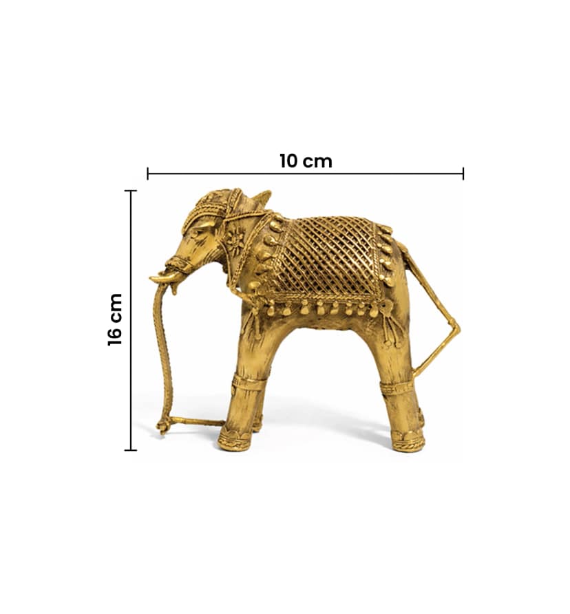 Handcrafted Brass Elephant with Lotus Showpiece – Medium (Bhareva Craft) view 9