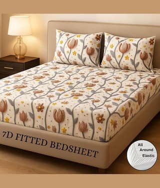 SWIZIER Cotton 1 King Fitted Bedsheet with 2 Pillow Covers ( 198 cm x 182 cm ) , White