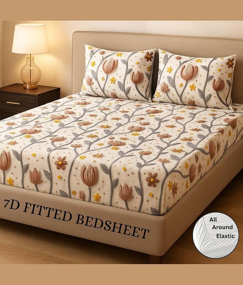 SWIZIER Cotton 1 King Fitted Bedsheet with 2 Pillow Covers ( 198 cm x 182 cm ) , White